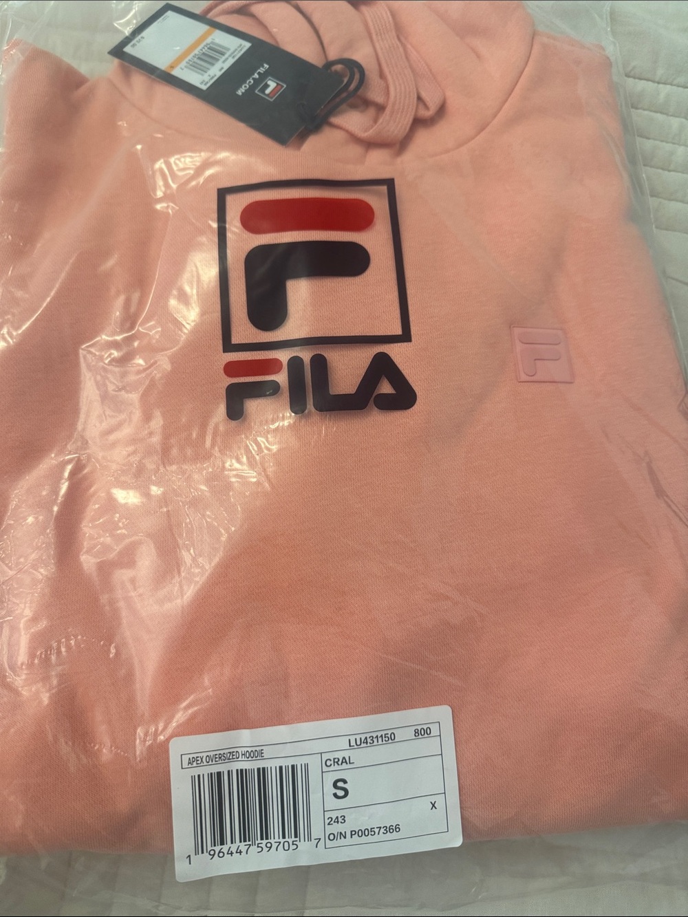 Fila Peach Pullover Hoodie with Bold Logo